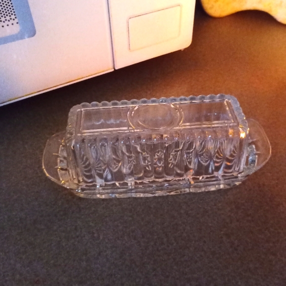 Dining Vintage Glass Butter Dish With Lid Poshmark